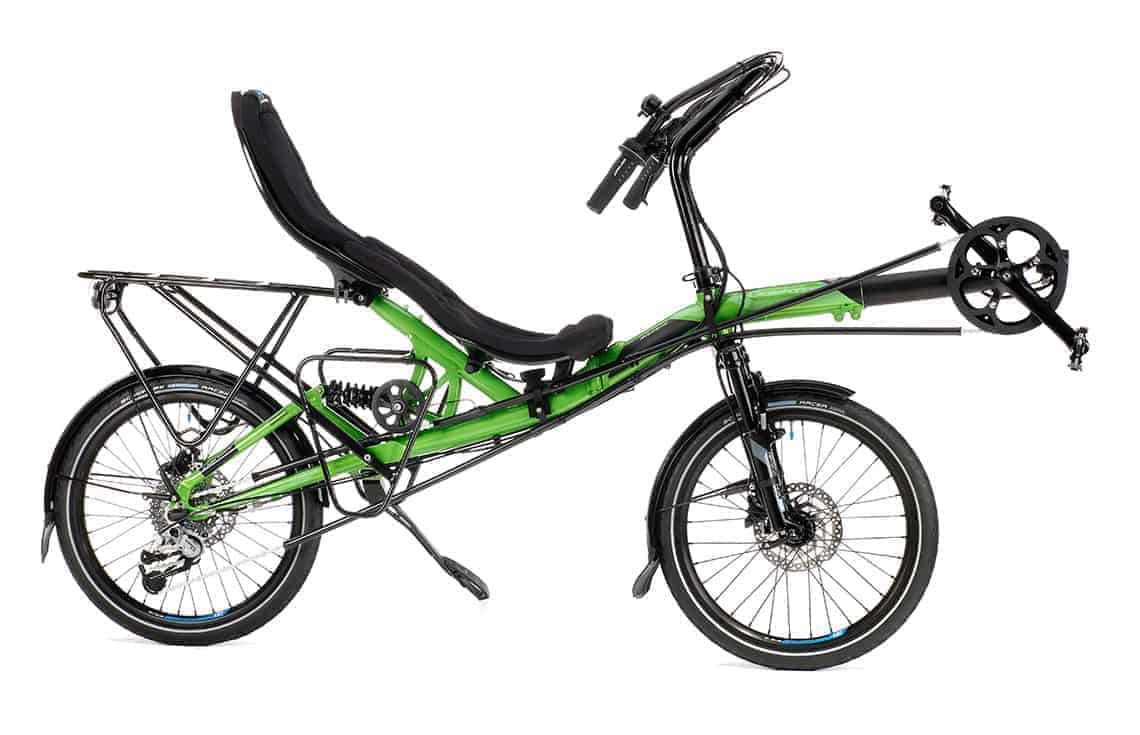 foldable recumbent bicycle grasshopper fx steering aerobar