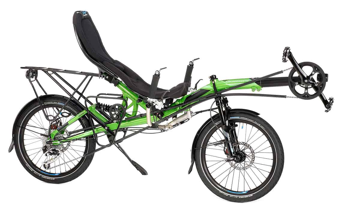 foldable recumbent bicycle grasshopper fx under seat steering