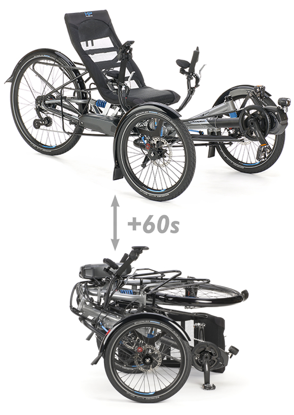 foldable recumbent comfort trike scorpion plus 26