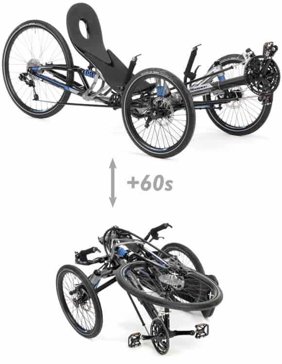 folding recumbent trike for adults scorpion fs 26