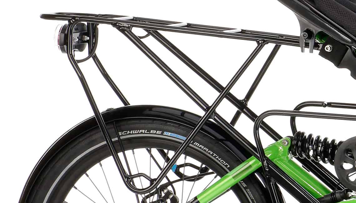foldable recumbent bicycle grasshopper fx rear rack