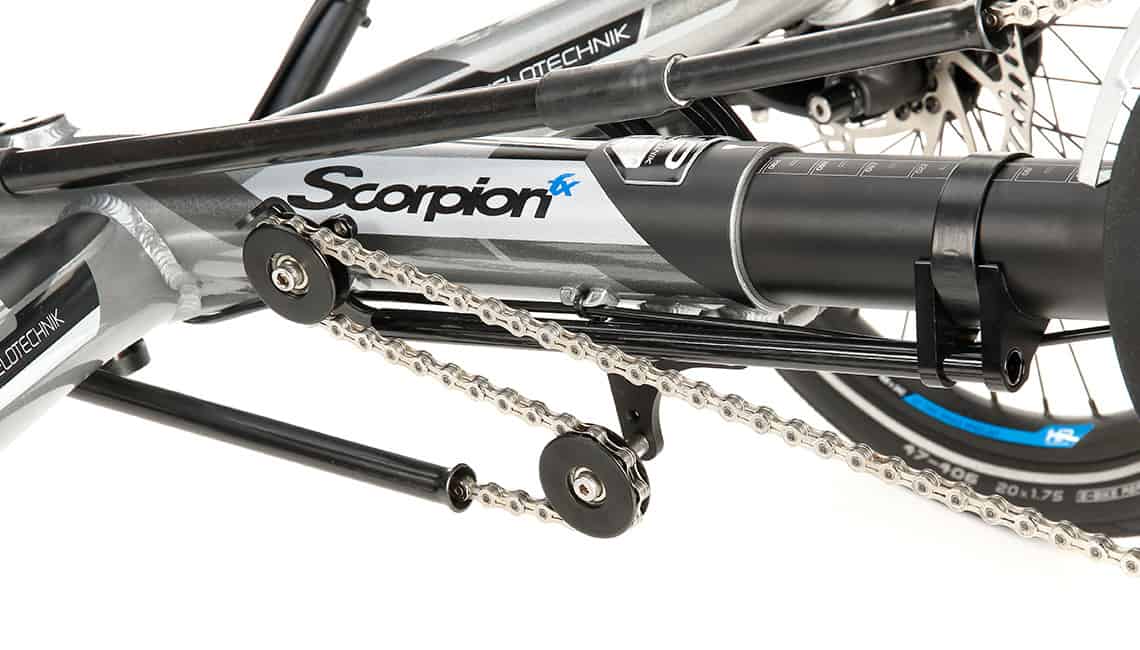 scorpion trike series front boom quick adjust rahmenschnellverstellung