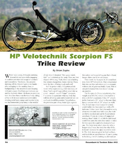 Review Recumbent Trike Scorpion fs 26 Tadpole