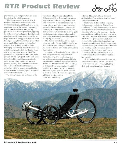 Review Recumbent Trike Scorpion fs 26 Tadpole