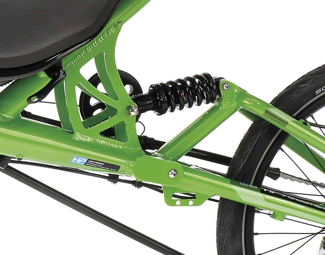 faltbares liegerad trekking touren-fahrrad recumbent grasshopper fx hinterradfederung