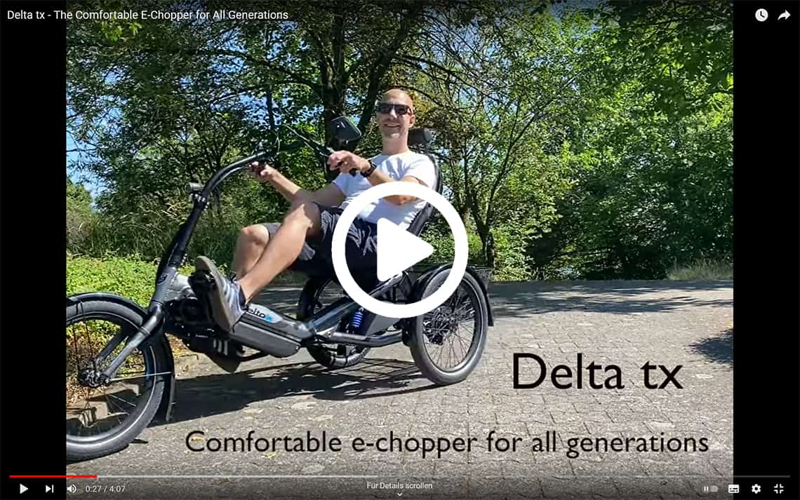 Adult Tricycle E-Chopper Scooter Trike Delta tx Video English