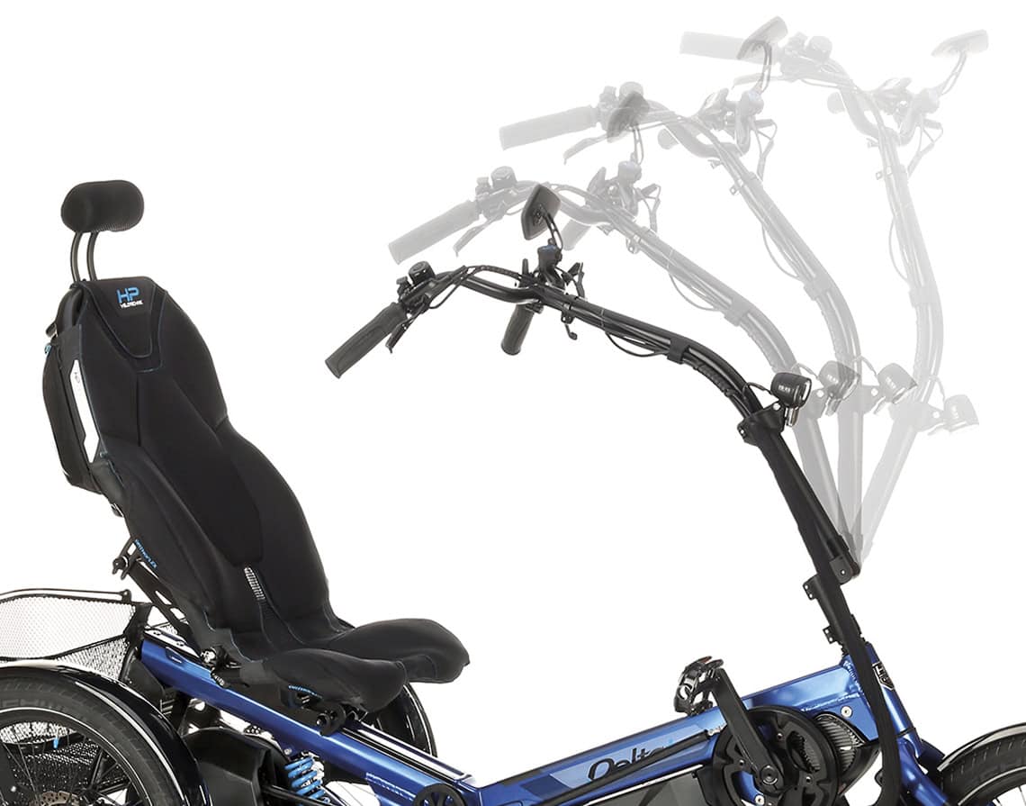 delta tx elektro-dreirad electric trike obenlenker klappvorbau folding stem